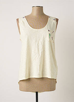 Top imprimé fantaisie sans manche beige SALSA femme