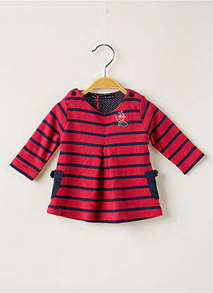 Robe mi-longue col rond manches longues rose WEEK END A LA MER fille