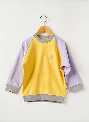 Sweat-shirt broderie manches longues jaune HELLO ELAÉ fille