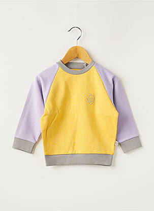 Sweat-shirt broderie manches longues jaune HELLO ELAÉ fille