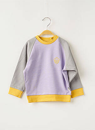 Sweat-shirt broderie manches longues violet HELLO ELAÉ fille