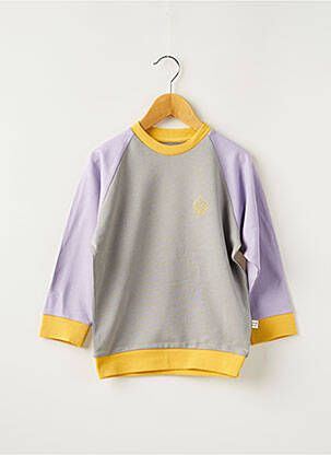 Sweat-shirt broderie manches longues violet HELLO ELAÉ fille