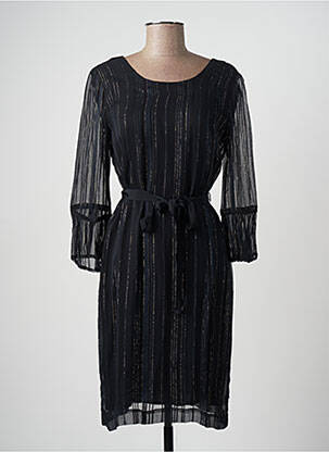 Robe mi-longue manches longues manches longues noir STELLA FOREST femme
