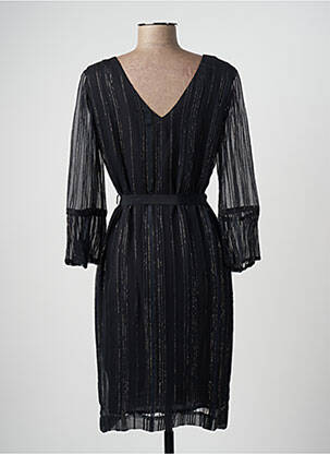Robe mi-longue manches longues manches longues noir STELLA FOREST femme