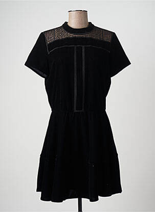 Robe courte fermeture zippée au dos manches courtes noir SESSUN femme