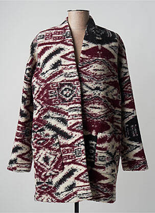 Manteau long tissage laine bouillie sans capuche rouge MKT STUDIO femme