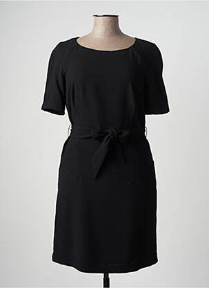 Robe mi-longue tissage crêpe manches courtes noir ARMANI femme