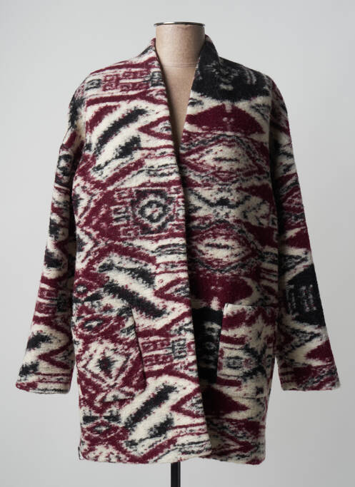 Manteau long tissage laine bouillie sans capuche rouge MKT STUDIO femme