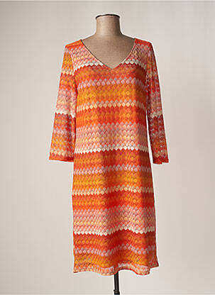 Robe mi-longue orange HALOGENE pour femme