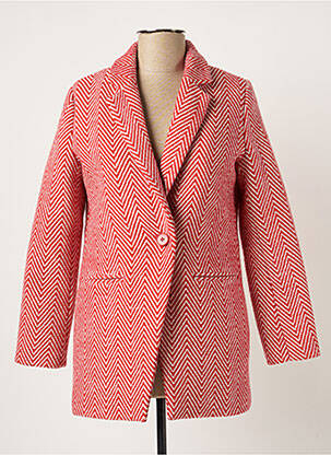 Manteau long coupe droite sans capuche rouge LES P'TITES BOMBES femme