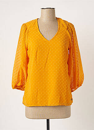 Blouse légère et transparente manches 3/4 jaune GARCIA femme