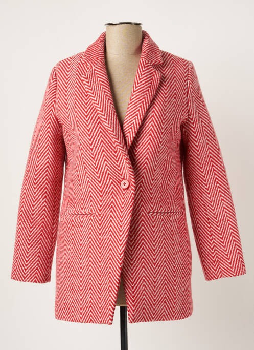 Manteau long coupe droite sans capuche rouge LES P'TITES BOMBES femme