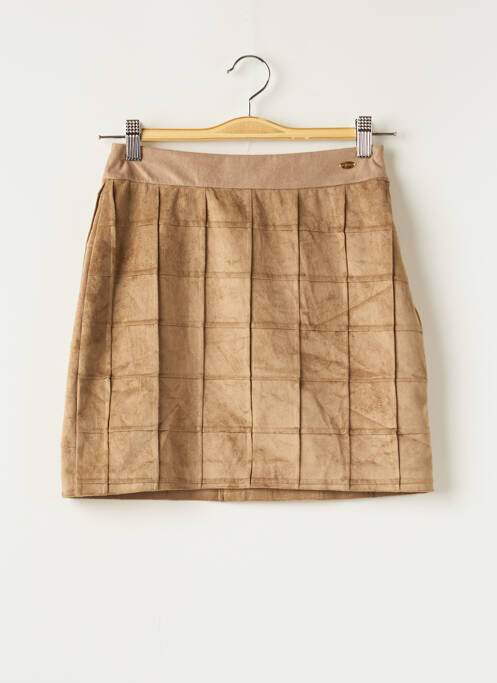 Jupe courte fermeture zip latéral beige GLÜEN femme