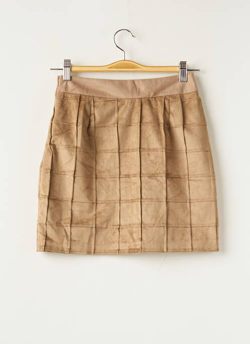 Jupe courte fermeture zip latéral beige GLÜEN femme