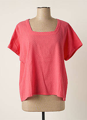 Top col carré manches courtes rose MES SOEURS ET MOI femme