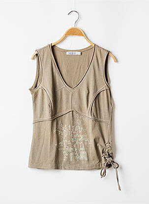 Top tissage jersey sans manche vert VOODOO femme