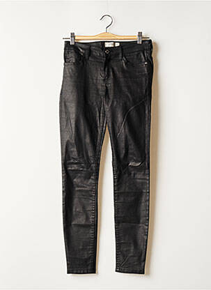 Pantalon slim broderie rivets taille normale noir MANGO femme