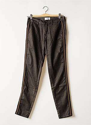 Pantalon chino broderie galons latéraux taille normale marron LE TEMPS DES CERISES femme
