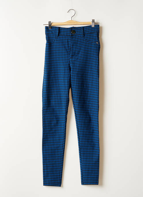 Pantalon slim broderie rivets taille normale bleu ZARA femme