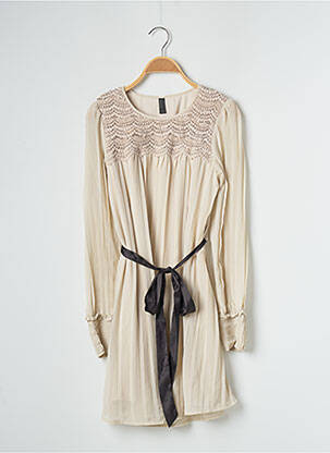 Robe mi-longue manches longues manches longues beige VERO MODA femme