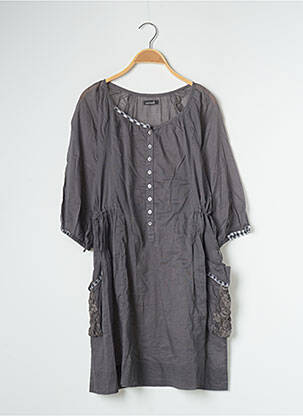 Robe mi-longue manches 3/4 manches 3/4 gris ANIMALE femme