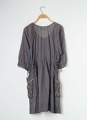 Robe mi-longue manches 3/4 manches 3/4 gris ANIMALE femme