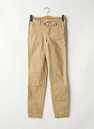 Pantalon chino broderie galons latéraux taille basse marron LES P'TITES BOMBES femme