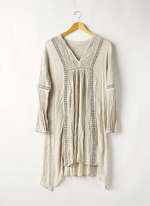 Robe mi-longue manches longues manches longues gris CHICOSOLEIL femme
