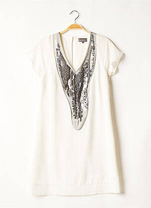 Robe longue manches courtes manches courtes blanc QUEENIE femme