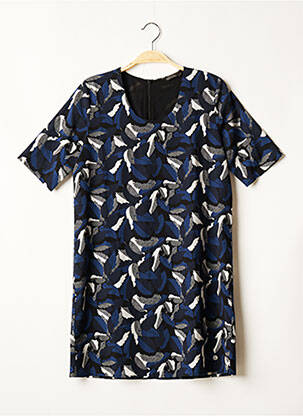 Robe courte fermeture zippée au dos manches courtes bleu KAPORAL femme