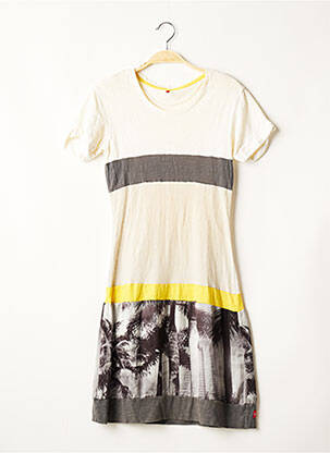 Robe mi-longue manches courtes manches courtes beige MISS CAPTAIN femme