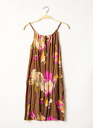 Robe mi-longue coupe fluide fines bretelles marron KAPORAL femme
