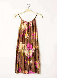 Robe mi-longue coupe fluide fines bretelles marron KAPORAL femme