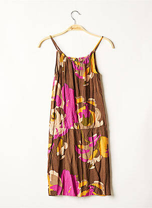 Robe mi-longue coupe fluide fines bretelles marron KAPORAL femme