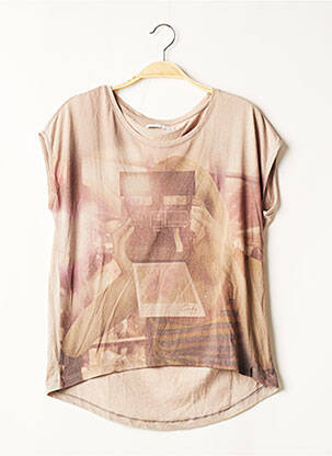 T-shirt imprimé fantaisie manches courtes beige ONLY femme
