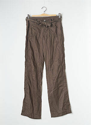 Pantalon droit tissage popeline taille basse vert DDP femme