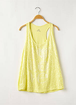 Top tissage jersey sans manche jaune DEHA femme