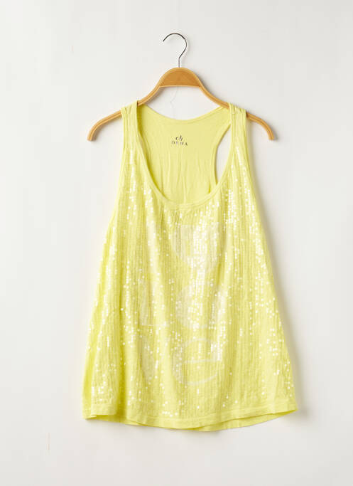 Top tissage jersey sans manche jaune DEHA femme