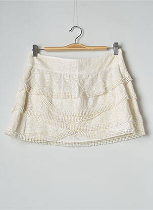 Jupe courte coupe droite beige IKKS femme