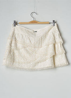 Jupe courte coupe droite beige IKKS femme