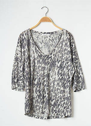 Top coupe fluide manches 3/4 gris YAYA femme