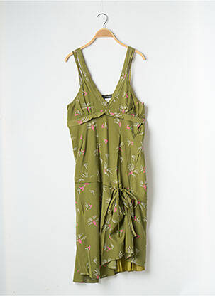 Robe mi-longue coupe fluide fines bretelles vert COTELAC femme