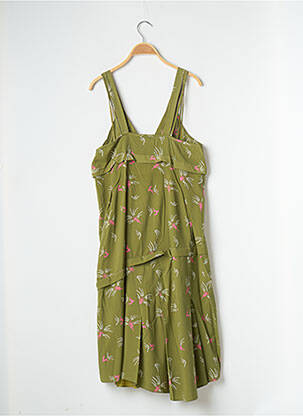 Robe mi-longue coupe fluide fines bretelles vert COTELAC femme