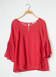 Blouse légère et transparente manches 3/4 rouge PAKO LITTO femme