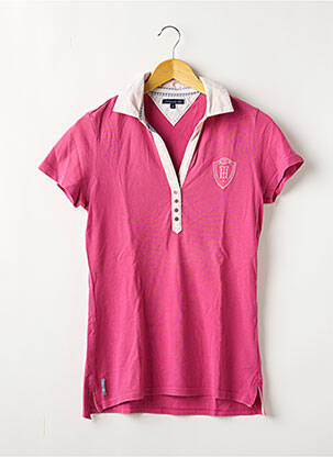 Polo broderie manches courtes rose TOMMY HILFIGER femme