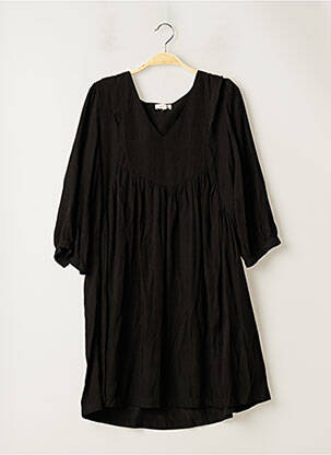 Robe mi-longue manches courtes manches courtes noir GRACE & MILA femme
