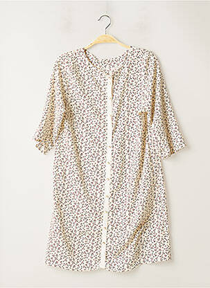 Robe mi-longue imprimé fantaisie manches longues beige SANS MARQUE femme