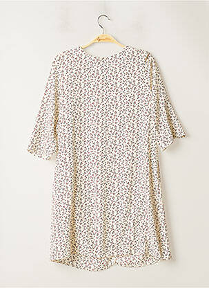 Robe mi-longue imprimé fantaisie manches longues beige SANS MARQUE femme