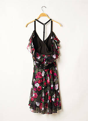 Robe mi-longue imprimé fleurs fines bretelles noir GUESS femme