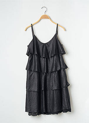 Robe mi-longue col rond fines bretelles noir IKKS femme